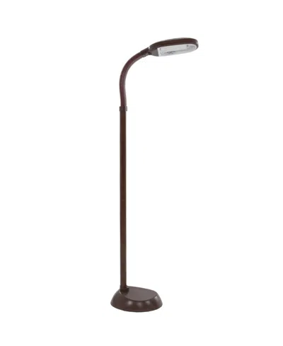 Lavish Home 62.5" Full Spectrum Natural Sunlight Floor Lamp In Brown Woodgrain