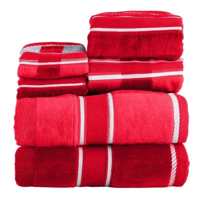 Lavish Home 6-piece Towel Set - Absorbent Cotton Bathroom Accessories With Bath Towels, Hand Towels, And Wash Cl In Red