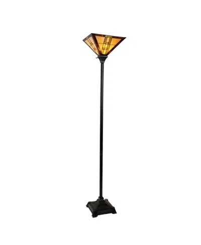 Lavish Home 71" Mission Style Led Banker's Floor Lamp In Brown