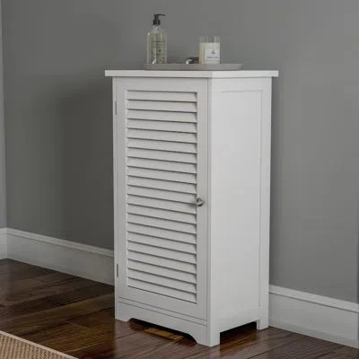 Lavish Home Bathroom Cabinet - Freestanding Storage Organizer For Towels Or Laundry Room - Adjustable Shelf And  In White