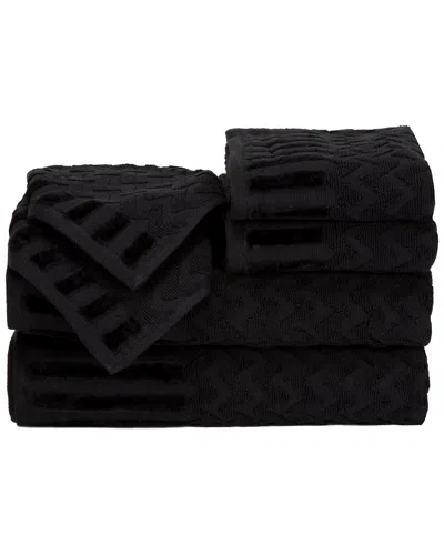 Lavish Home Chevron Egyptian Cotton 6pc Towel Set In Black