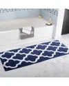 Lavish Home Cotton Extra Long Bath Mat In Navy