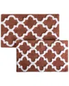 Lavish Home Cotton Plush 2pc Bath Mat Set In Brick