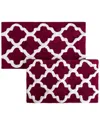 Lavish Home Cotton Plush 2pc Bath Mat Set In Burgundy
