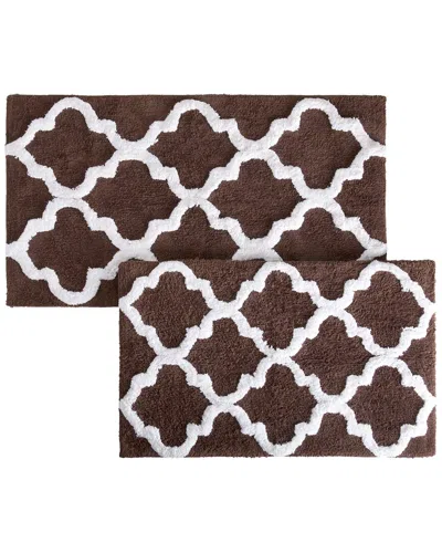 Lavish Home Cotton Plush 2pc Bath Mat Set In Brown