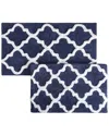 Lavish Home Cotton Plush 2pc Bath Mat Set In Navy