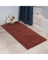 Lavish Home Cotton Plush Reversible Long Bath Mat In Brick