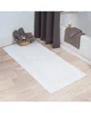Lavish Home Cotton Plush Reversible Long Bath Mat In White