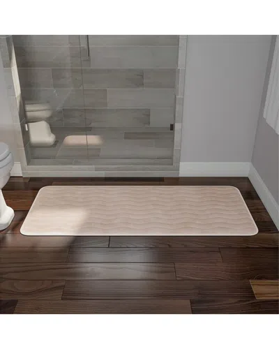 Lavish Home Extra Long Memory Foam Quick-dry Bath Mat In Ivory