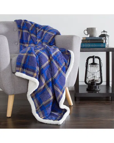 Lavish Home Fleece Sherpa Blue Beige Throw Blanket