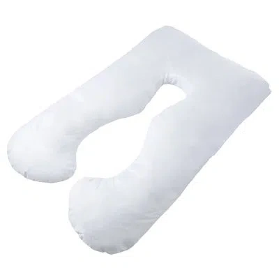 Lavish Home Full Body Pillow For Pregnancy - Maternity Pillow With Contoured U-shape For Comfort, Alignment, And In White