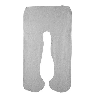 Lavish Home Full Body Pregnancy Pillow Cover- U-shaped Soft Cotton Replacement Pillowcase With Zipper In Gray