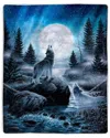 Lavish Home Howling Wolf And Moon Sherpa Throw Blanket In Multi