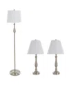 Lavish Home Lighting Table And Floor Lamp, Set Of 3 In Silver
