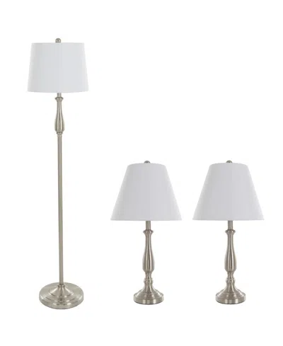 Lavish Home Lighting Table And Floor Lamp, Set Of 3 In Silver
