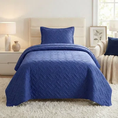 Lavish Home Lightweight Quilt Bedding Set For All Seasons - Soft Microfiber Coverlet By  In Blue