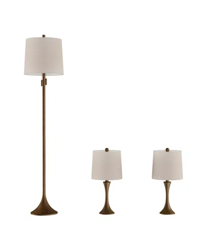Lavish Home Modern Flared Base Table And Standing Lamp, Set Of 3 In Bronze
