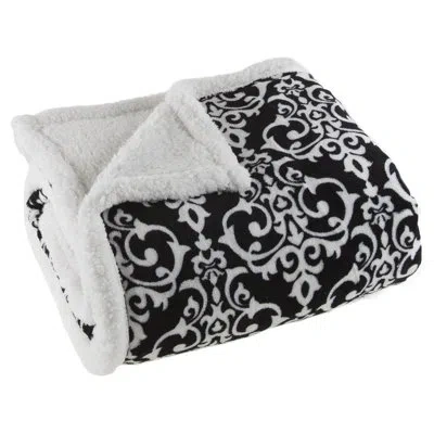 Lavish Home Reversible Fleece Blanket - 50-inch X 60-inch Machine-washable Sherpa Throw - Cozy Blanket For Couch In Black;white