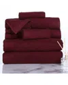 Lavish Home Ribbed Cotton 10pc Washcloth Towel Set In Burgundy