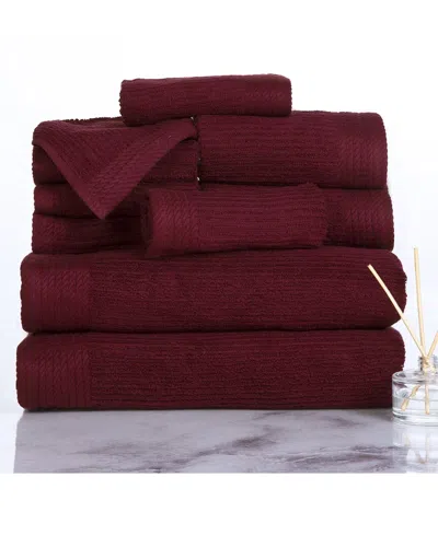 Lavish Home Ribbed Cotton 10pc Washcloth Towel Set In Burgundy