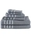 Lavish Home Rice Weave 6pc Cotton Towel Set In Gray