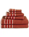 Lavish Home Rice Weave 6pc Cotton Towel Set In Orange