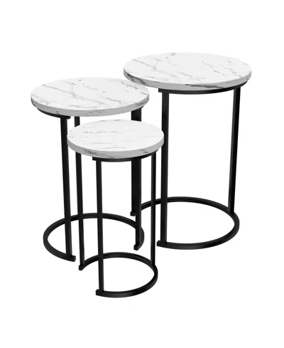 Lavish Home Round Modern 3-pc. Wood Nesting Table Set In Multi