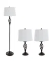 Lavish Home Spiral Cage Design Table And Floor Lamp, Set Of 3 In Bronze