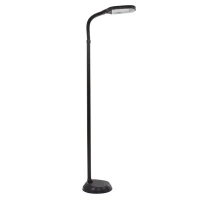 Lavish Home Sunlight Task Floor Lamp - Full Spectrum Natural Sunlight Lamp With Bendable Neck In Black