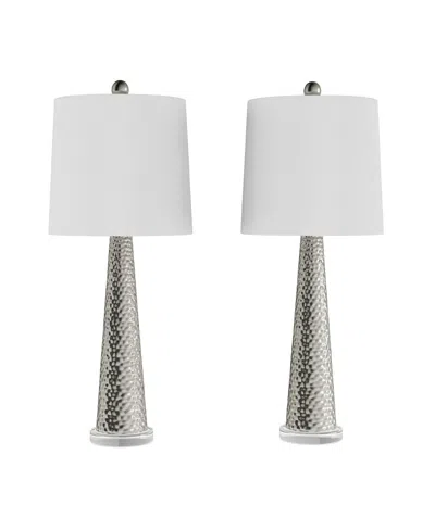 Lavish Home Table Lamps In Silver,ivory