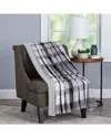 Lavish Home Xl Long Sherpa Fleece Fuzzy Plaid Throw Blanket In Gray