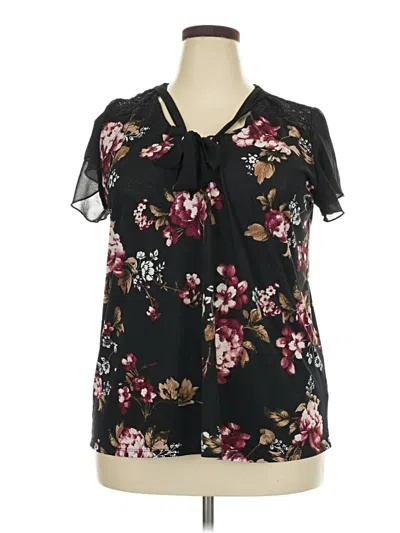 Pre-owned Lavish Short Sleeve Blouse In Black
