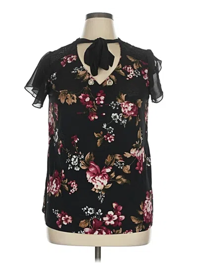Pre-owned Lavish Short Sleeve Blouse In Black