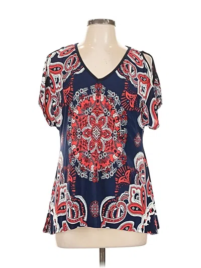 Pre-owned Lavish Short Sleeve Blouse In Blue