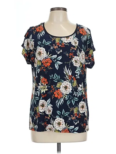 Pre-owned Lavish Short Sleeve Blouse In Blue