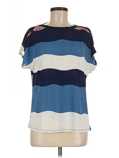Pre-owned Lavish Short Sleeve Blouse In Blue