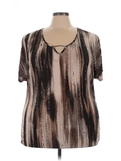 Pre-owned Lavish Short Sleeve Blouse In Brown