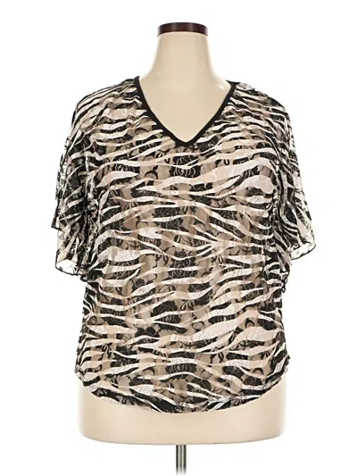 Pre-owned Lavish Short Sleeve Blouse In Brown