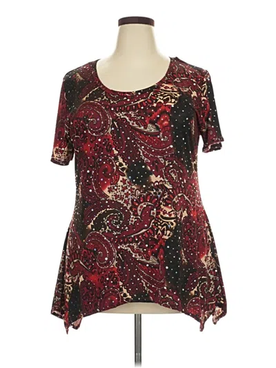 Pre-owned Lavish Short Sleeve Blouse In Burgundy