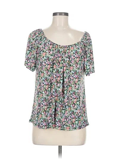 Pre-owned Lavish Short Sleeve Blouse In Green