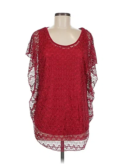 Pre-owned Lavish Short Sleeve Blouse In Red