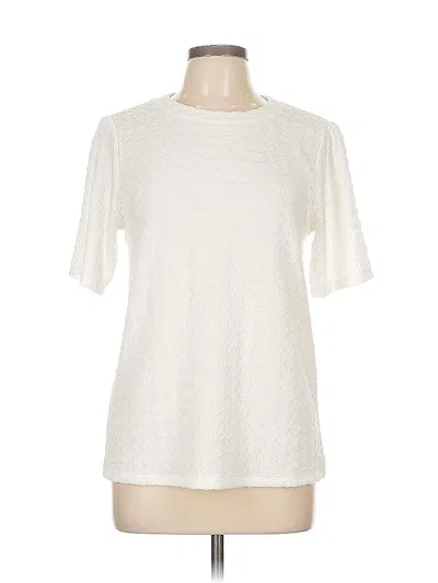 Pre-owned Lavish Short Sleeve Blouse In White