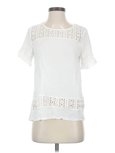 Pre-owned Lavish Short Sleeve Blouse In White