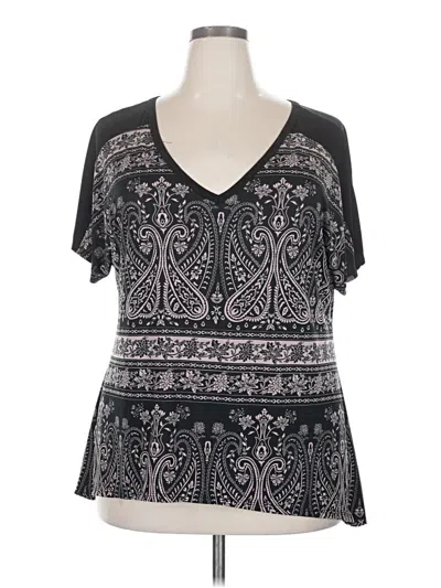 Pre-owned Lavish Short Sleeve Top Black V Neck Tops