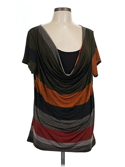 Pre-owned Lavish Short Sleeve Top Brown Cowl Neck Tops