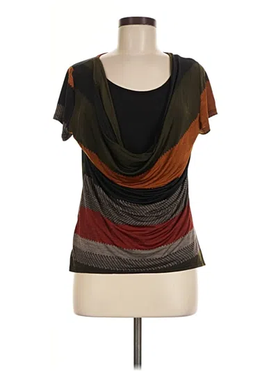 Pre-owned Lavish Short Sleeve Top Brown Cowl Neck Tops