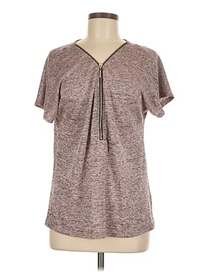 Pre-owned Lavish Short Sleeve Top Brown V Neck Tops