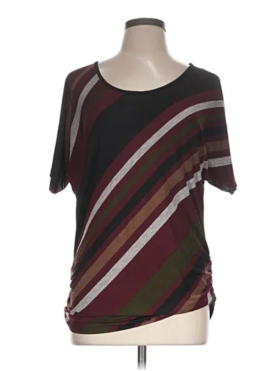 Pre-owned Lavish Short Sleeve Top Burgundy Scoop Neck Tops