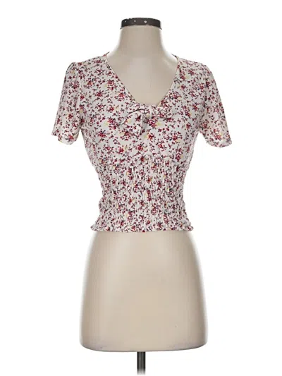 Pre-owned Lavish Short Sleeve Top Burgundy Sweetheart Neckline Tops