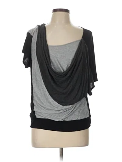 Pre-owned Lavish Short Sleeve Top Gray Cowl Neck Tops